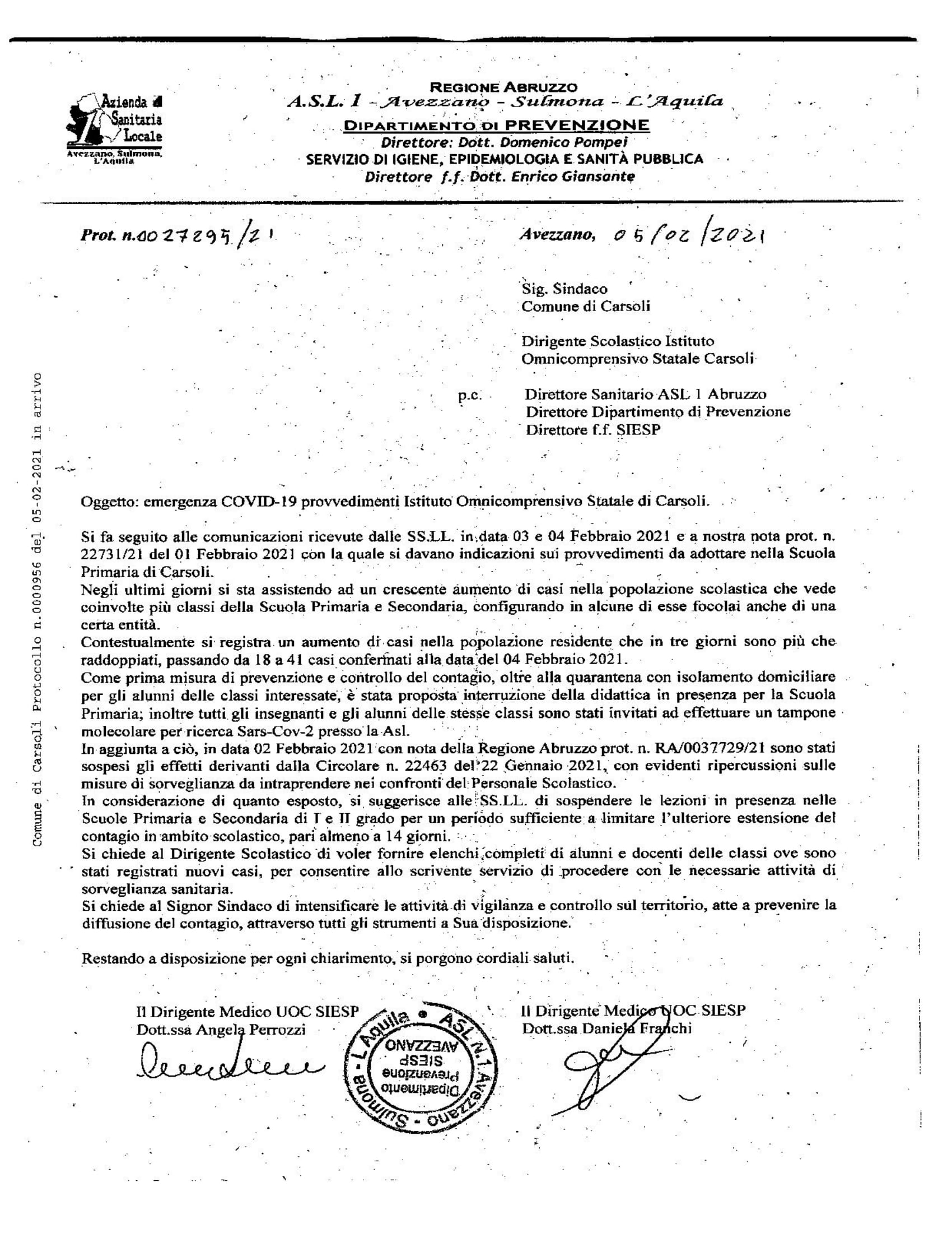 Asl AvezzanoSulmonaLAquila