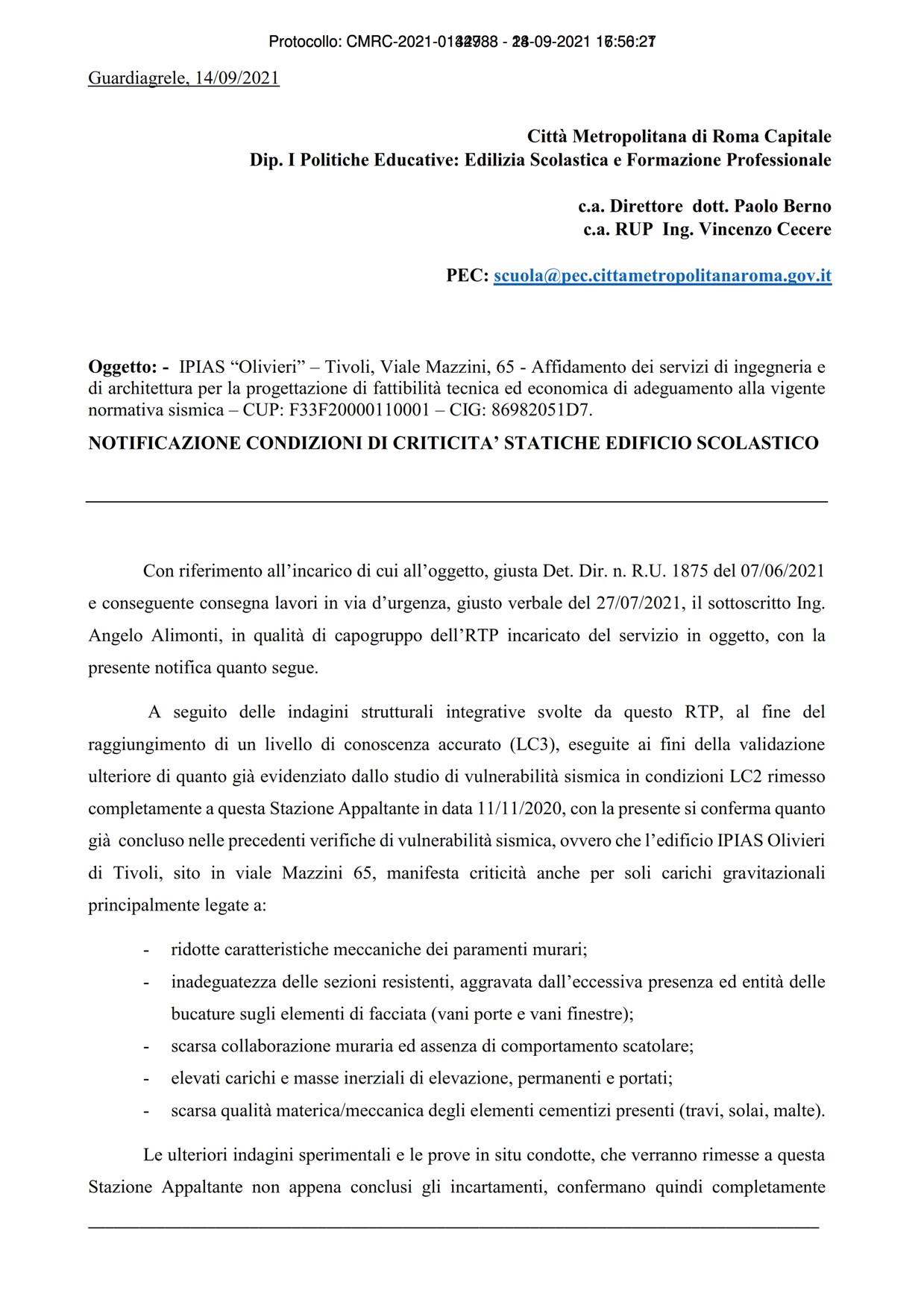 Condizione di criticit&agrave; statiche dell