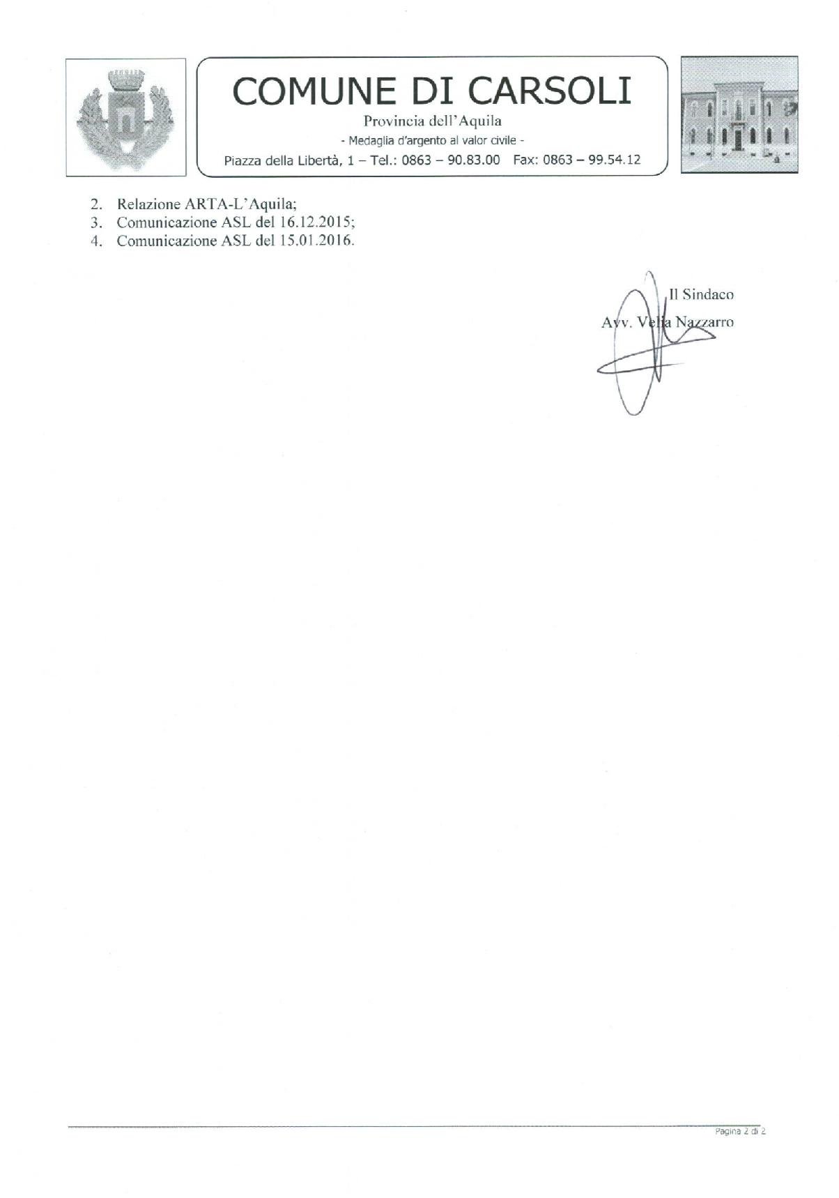 Comunicazioni Sindaco Carsoli