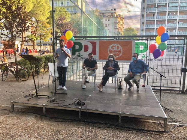 sinistra Nicola Maiale (segretario del Pd della provincia della Pescara), Zan, Cirinn&agrave; e Schillaci.