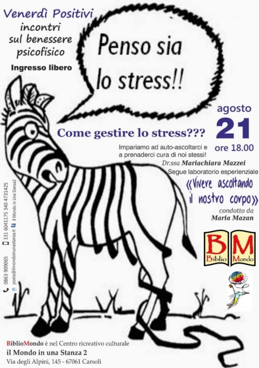 CARSOLI,COME GESTIRE LO STRESS A &amp;quot;IL MONDO IN UNA STANZA2&amp;quot;