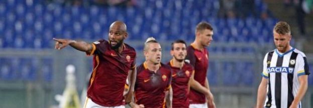LA ROMA VOLA,TRIS ALL&amp;#039;UDINESE E PRIMATO SOLITARIO.CADONO JUVE E LAZIO,BENE NAPOLI E FIORENTINA