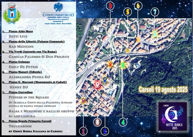 Piantina con i punti di attrazione della Notte Bianca