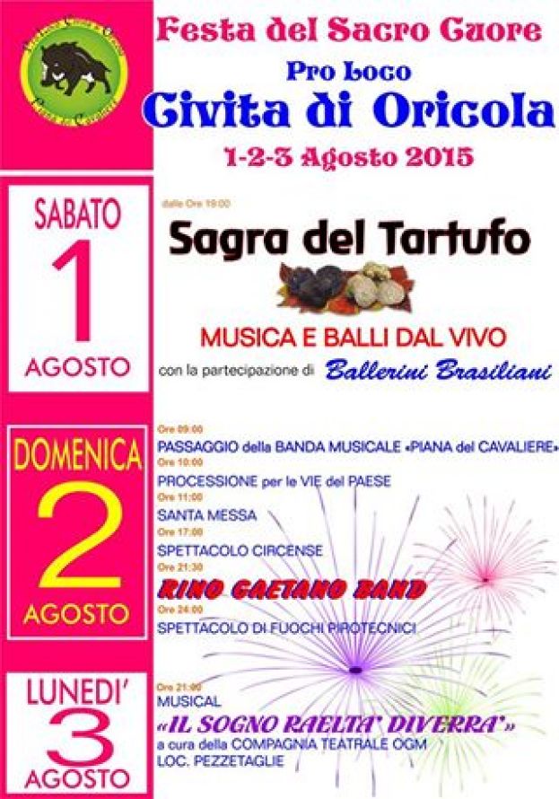 FESTA PATRONALE A CIVITA DI ORICOLA CON RINO GAETANO DOMENICA 2 AGOSTO