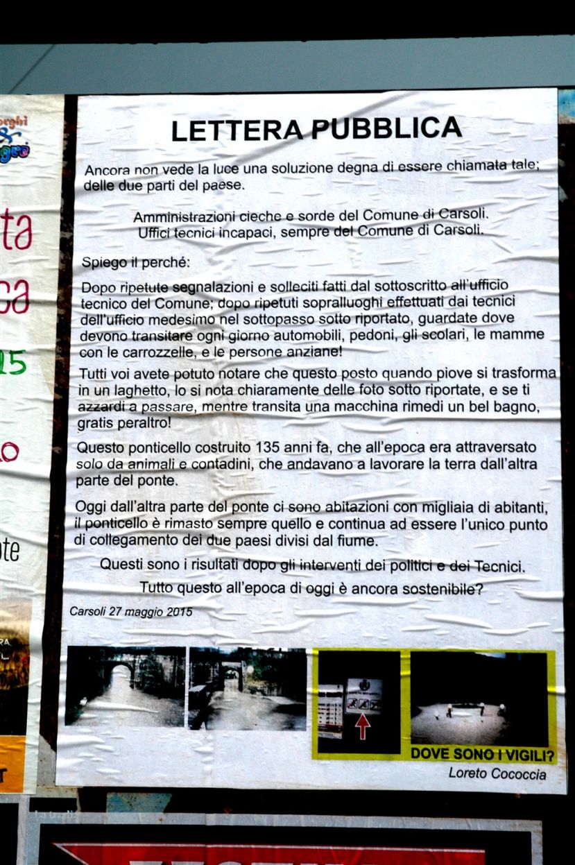 &amp;quot;AMMINISTRAZIONI CIECHE E SORDE DEL COMUNE DI CARSOLI&amp;quot;:LETTERA PUBBLICA DI LORETO COCOCCIA