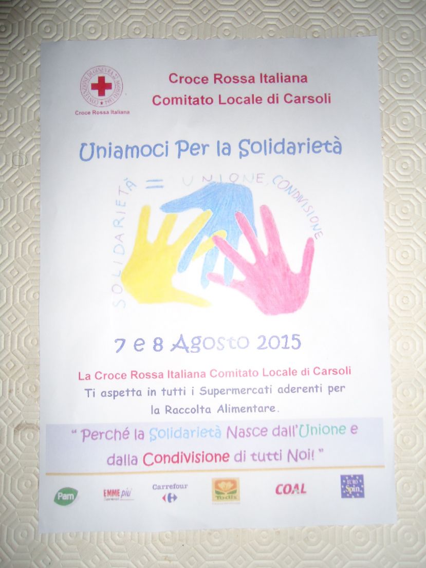 CROCE ROSSA ITALIANA DI CARSOLI,RACCOLTA ALIMENTARE IL 7 E l&amp;#039;8 AGOSTO