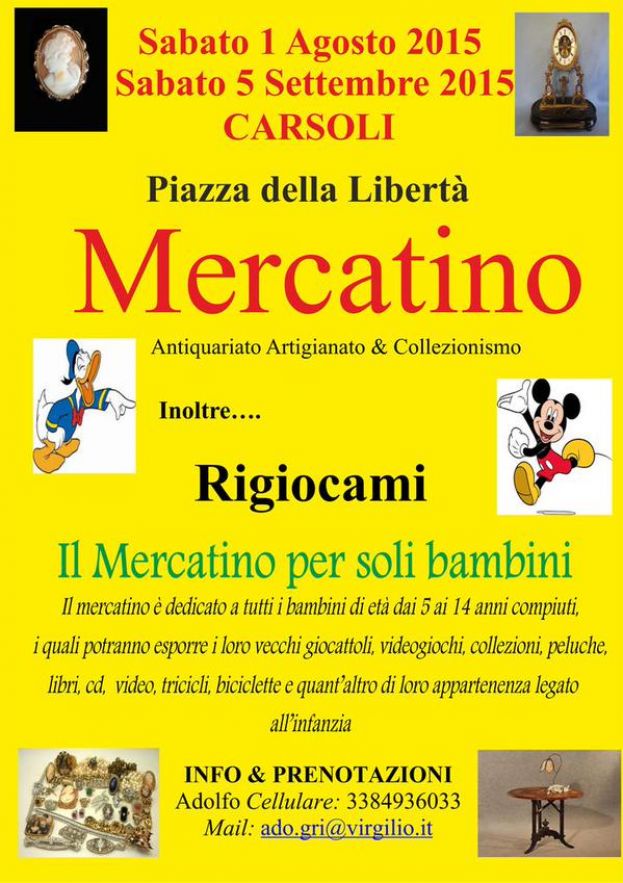 CARSOLI,TORNA IL MERCATINO IN PIAZZA DELLA LIBERTA&amp;#039;