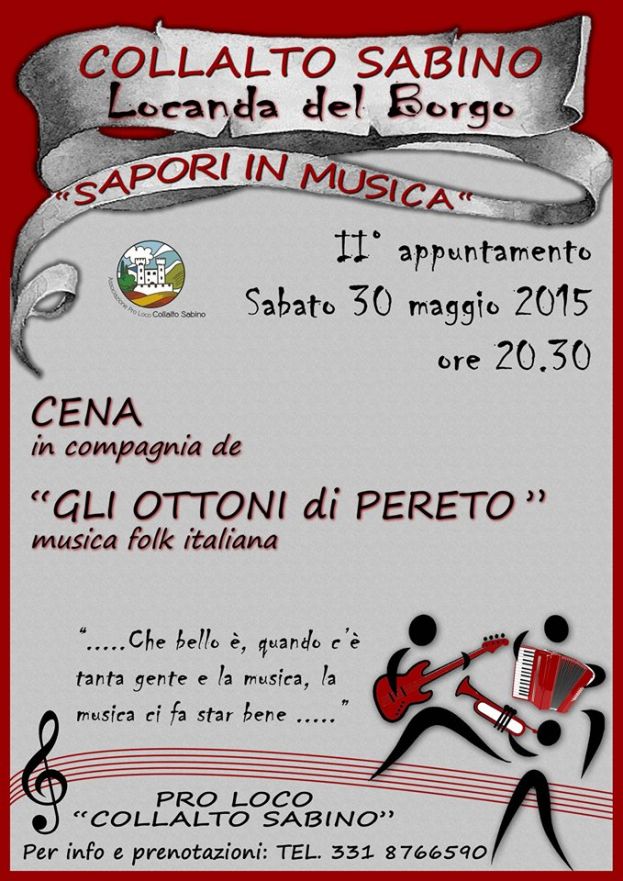 &amp;quot;SAPORI IN MUSICA&amp;quot;CON GLI OTTONI DI PERETO A COLLALTO SABINO