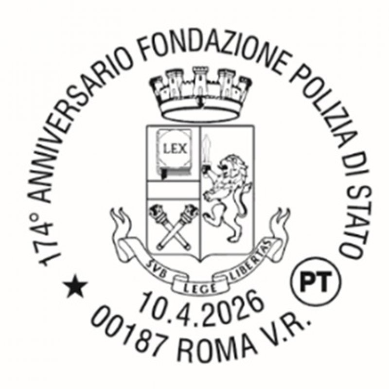ANNULLO DEDICATO AL 174&deg; ANNIVERSARIO DELLA FONDAZIONE DELLA POLIZIA DI STATO