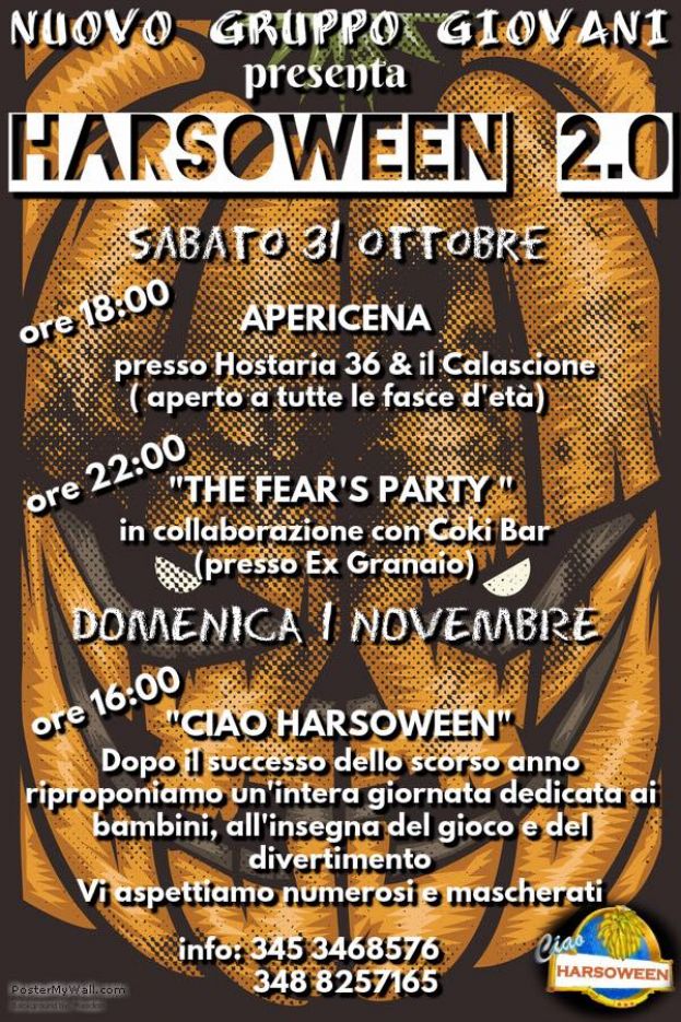 ARSOLI,&amp;quot;HARSOWEEN&amp;quot;2.0 SABATO 31 OTTOBRE A PARTIRE DALLE ORE 18:00