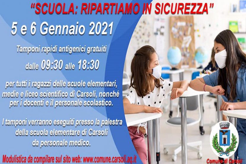 Carsoli, screaning popolazione scolastica