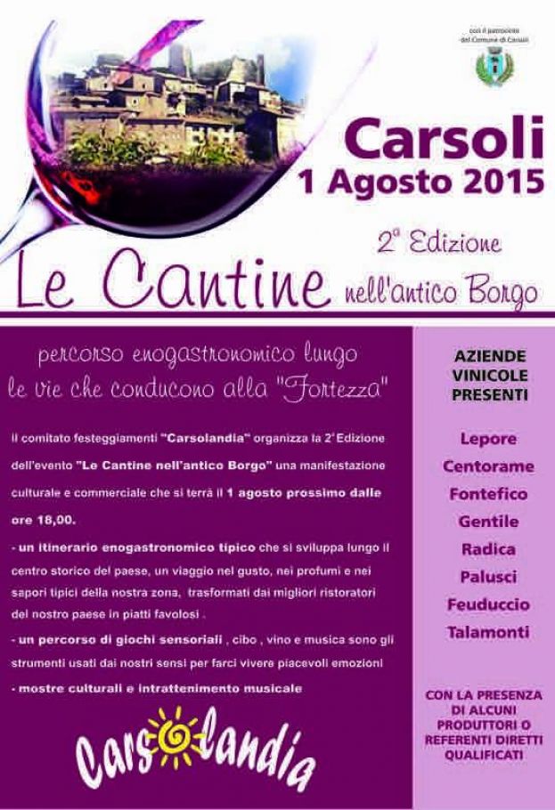 &amp;quot;COUNTDOWN&amp;quot; PER LA SECONDA EDIZIONE DELLE CANTINE NELL&amp;#039;ANTICO BORGO A CARSOLI