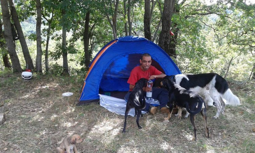 CARSOLI,GIOVANE CILENO SI ACCAMPA IN TENDA PER ACCUDIRE I CANI