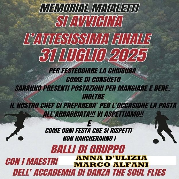 ORICOLA - IL 31 LUGLIO FINALE DEL MEMORIAL MAIALETTI, ED IN CHIUSURA DI SERATA I BALLI DI GRUPPO DEI MAESTRI ANNA E MARCO