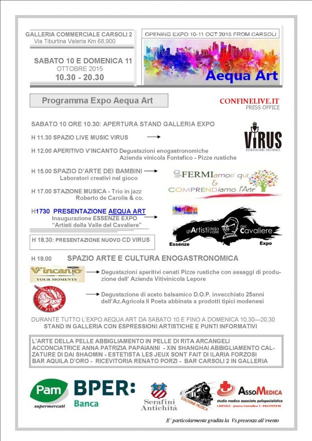 &amp;quot;AEQUA ART&amp;quot;,PRESENTATO IL PROGRAMMA:ARTE,MUSICA E MOLTI STAND EXPO