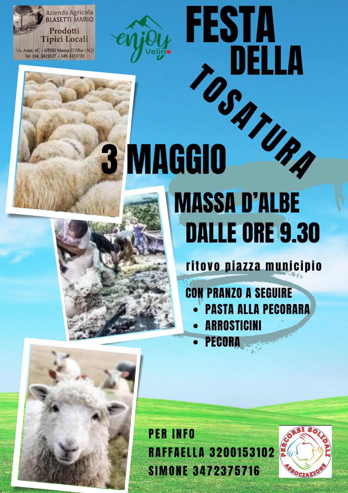 MARSICA PER TUTTI": DOMENICA 3 MAGGIO P.V., DALLE ORE 9:30, TUTTI A MASSA D’ALBE PER L'EVENTO DELLA "FESTA DELLA TOSATURA"