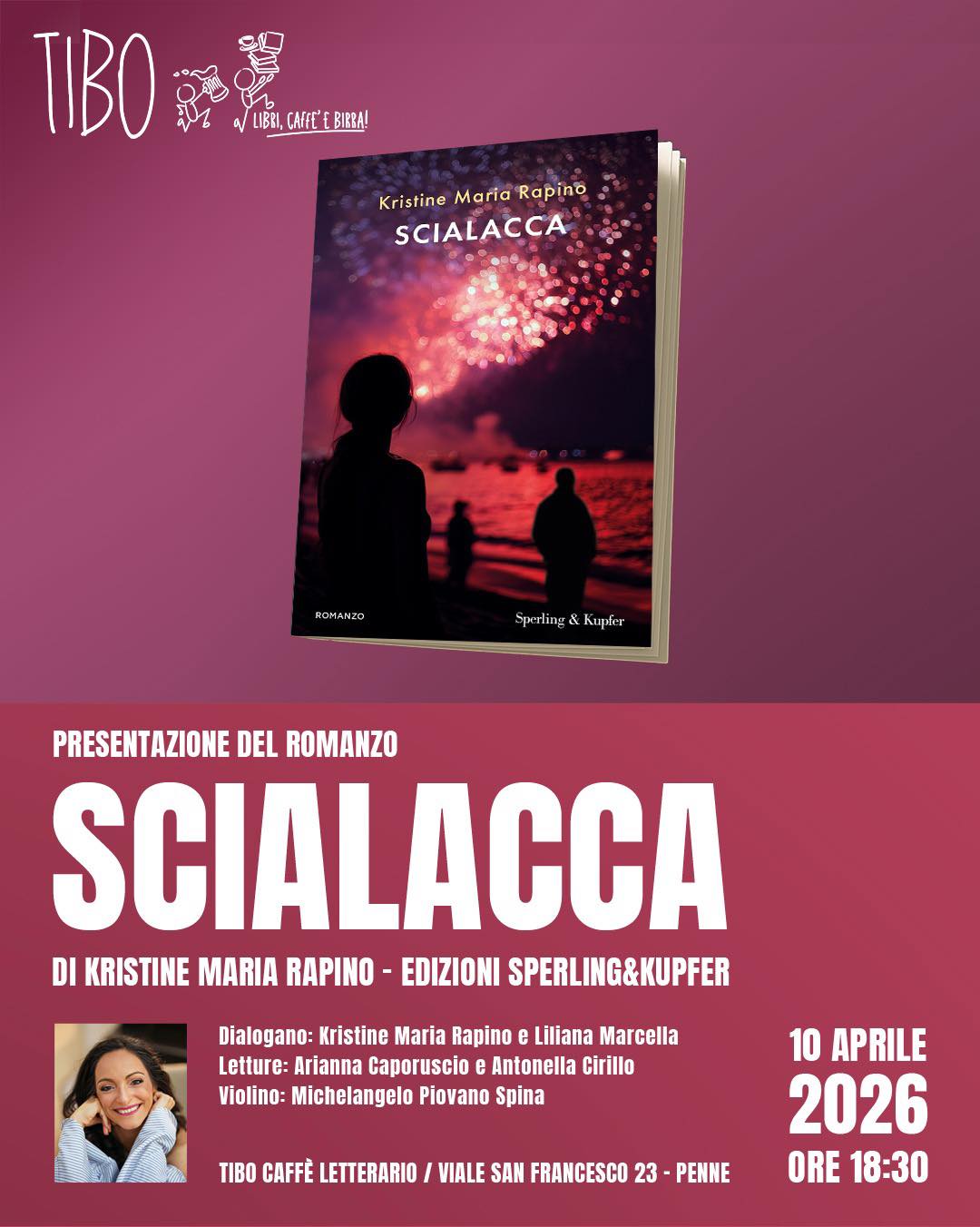 "SCIALACCA": IL ROMANZO DI KRISTINE MARIA RAPINO AL TIBO CAFFÈ LETTERARIO DI PENNE
