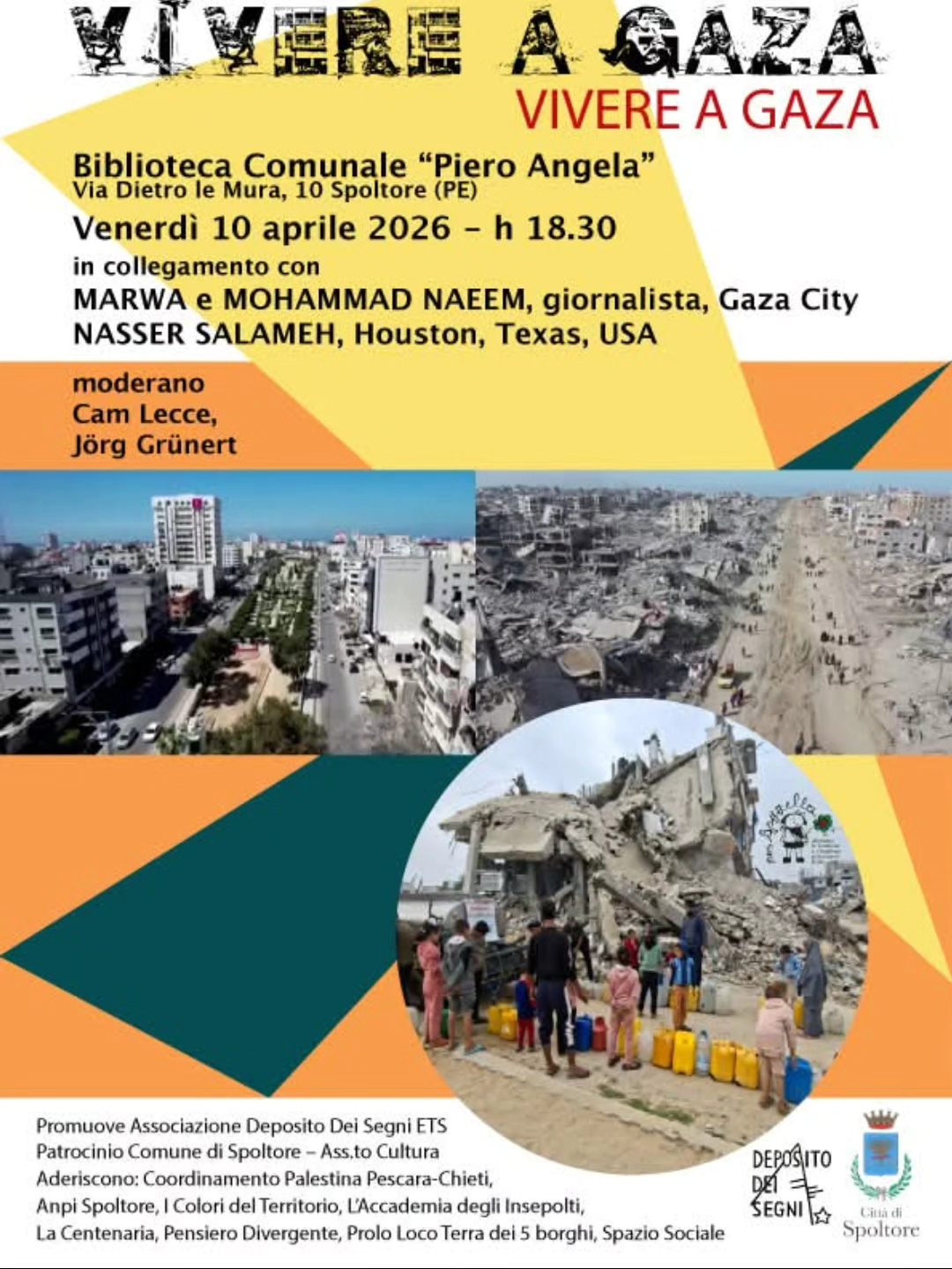 "VIVERE A GAZA", LA TESTIMONIANZA A SPOLTORE