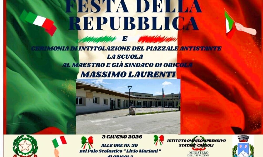 ORICOLA TRA MEMORIA E FUTURO: IL PIAZZALE DELLA SCUOLA SI TINGE D’ORGOGLIO IN ONORE DI MASSIMO LAURENTI