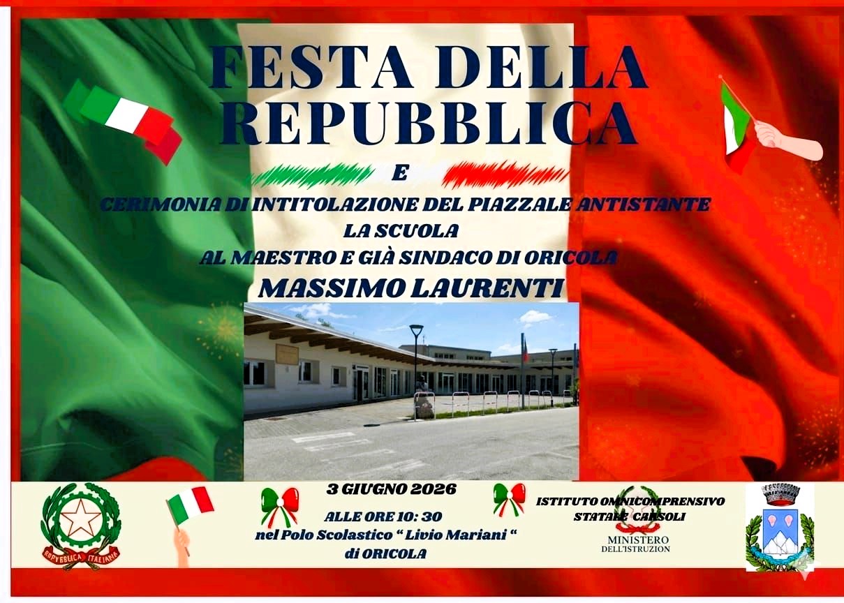 ORICOLA TRA MEMORIA E FUTURO: IL PIAZZALE DELLA SCUOLA SI TINGE D’ORGOGLIO IN ONORE DI MASSIMO LAURENTI