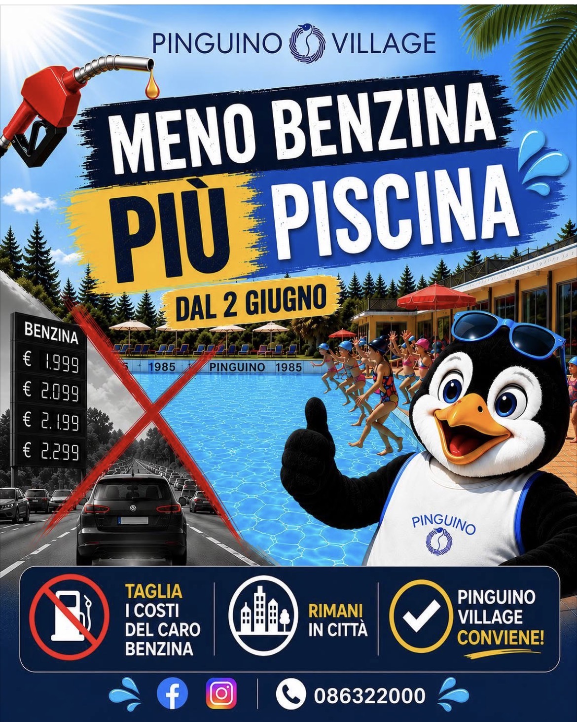 “MENO BENZINA, PIÙ PISCINA” ECCO IL MOTTO CHE APRIRÀ LA STAGIONE ESTIVA DEL PINGUINO VILLAGE AD AVEZZANO