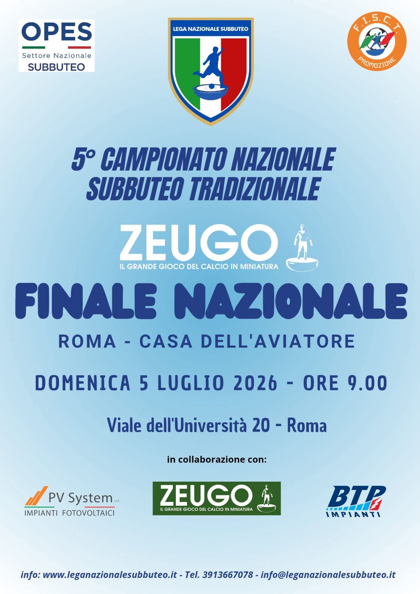 Il subbuteo tradizionale torna protagonista nella capitale con il campionato nazionale monomarca Zeugo