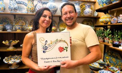 Francesco e Tania, ceramica Pacon, tra gli artisti che hanno contribuito al parco d'arte