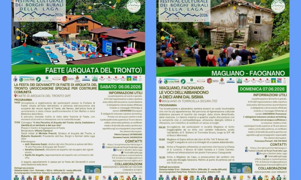 MONTI DELLA LAGA: UN FESTIVAL CULTURALE TRA MARCHE E ABRUZZO RISVEGLIA I BORGHI A 10 ANNI DAL SISMA
