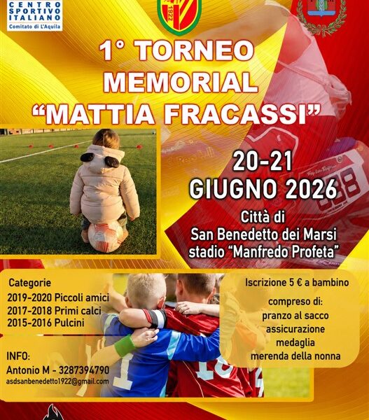 Il calcio giovanile celebra la vita nel ricordo di Mattia Fracassi a San Benedetto dei Marsi