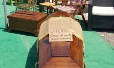 Avezzano - Venditore ambulante di oggetti per la casa, questa mattina ha sponsorizzato una super offerta"Cassa da Morto in buone Condizioni "