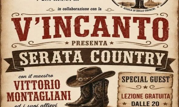 Carsoli - grande serata di Ballo Country all'Osteria Moderna V'INCANTO con il maestro Vittorio Montagliani