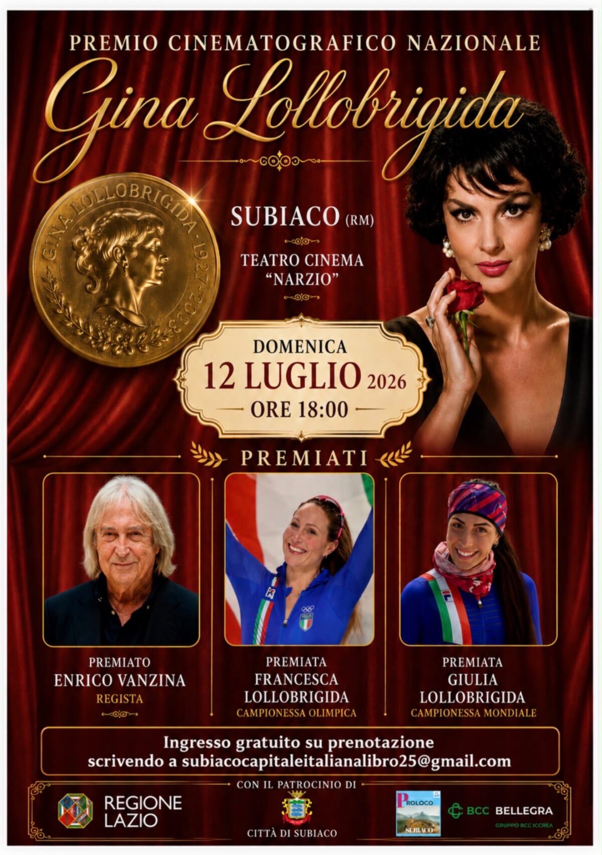 LOCANDINA PREMIO GINA LOLLOBRIGIDA 2026
