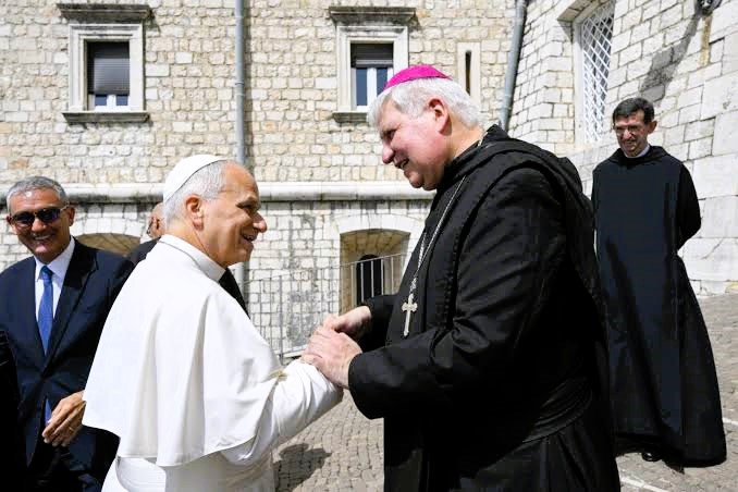 Papa Leone XIV in visita all'Abbazia di Montecassino