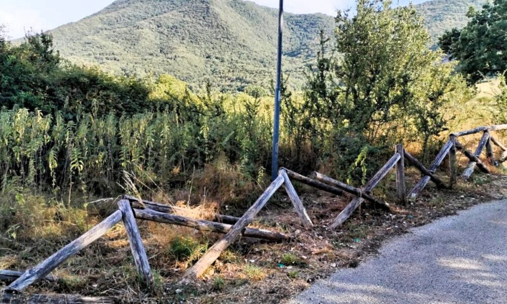 Staccionata di legno divelta a Rocca di Botte