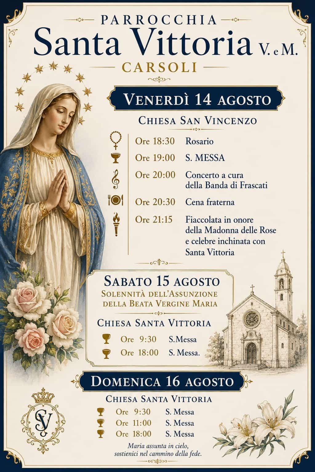 Locandina eventi parrocchia di Santa Vittoria Carsoli