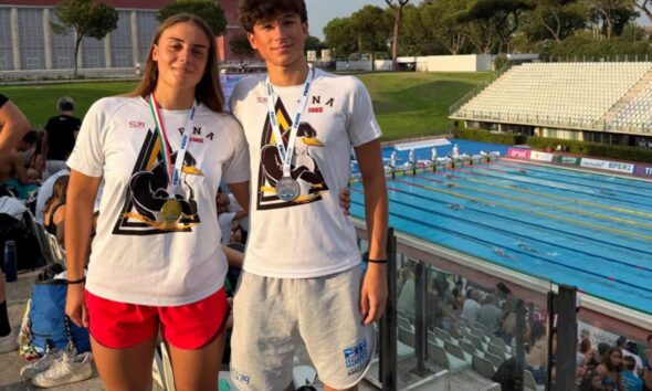 Campionati Italiani, doppietta d’oro e d’argento per la Pinguino Nuoto: Giorgia Fabiani e Federico Giffi brillano al Foro Italico.