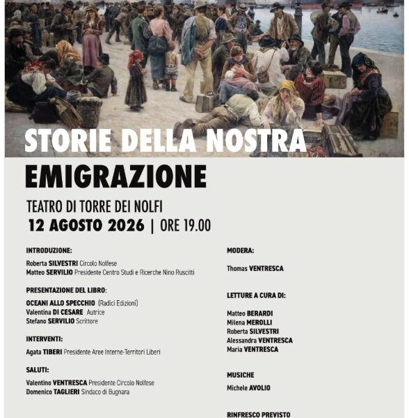 Le valigie di cartone e le radici inestirpabili: a Torre dei Nolfi rivive l'epopea struggente della nostra emigrazione 178 LOCANDINA TORRE DEI NOLFI