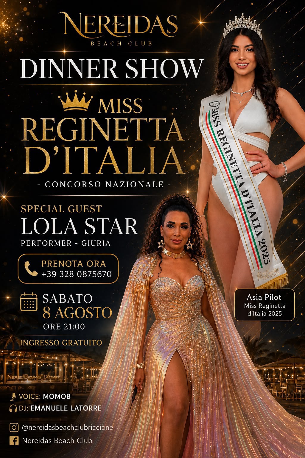 Riccione, svolta a Miss Reginetta d'Italia: in giuria la drag queen Lola Star 46 Locandina evento Riccione