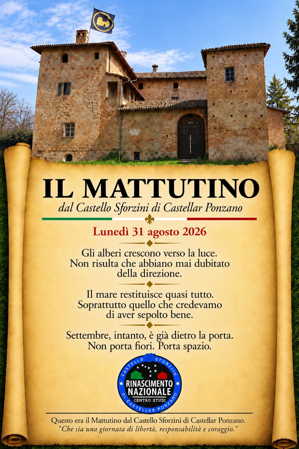 Gli alberi, il mare e l'arrivo di settembre: "Il Mattutino" di Luca Sforzini ci insegna a non dubitare mai della luce 46 Il Mattutino del 31 agosto 2026