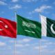 Bandiere della Turchia, Arabia Saudita, Pakistan