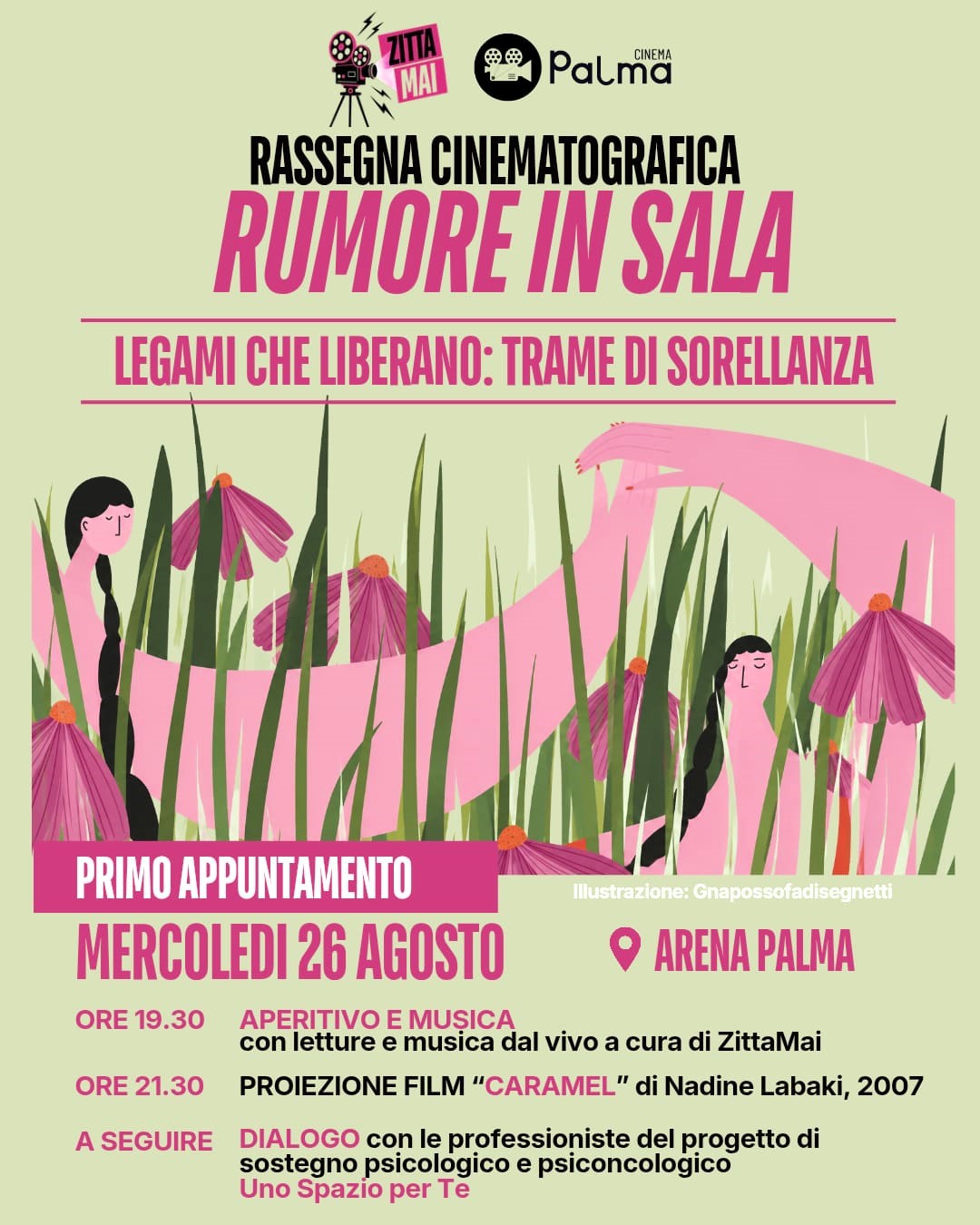 Dal dolore del femminicidio all'abbraccio della sorellanza: all'Arena Palma nasce "Rumore in Sala" per dare voce a Federica e a tutte le donne 46 Rumore, locandina