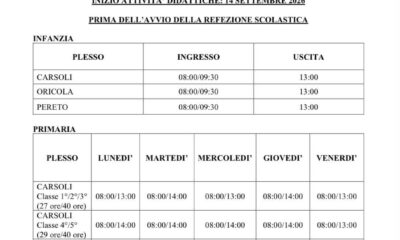 Tutti gli Orari Ufficiali dell'Istituto Omnicomprensivo per le Scuole di Carsoli, Oricola, Pereto e Rocca di Botte