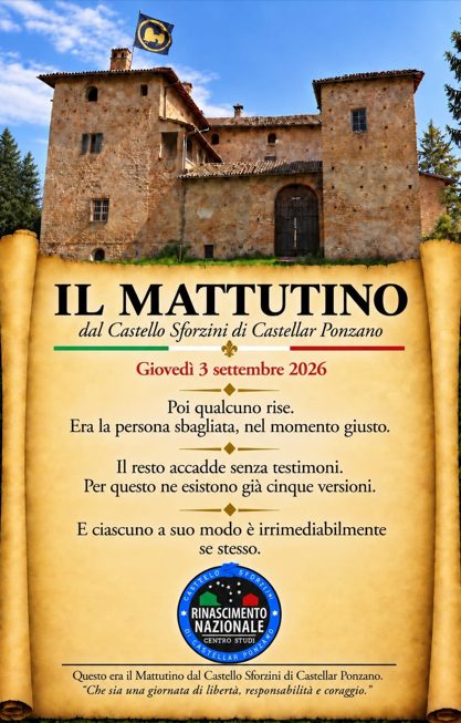 Il Mattutino dal Castello Sforzini (3 Settembre): le cinque versioni della Verità e l'accettazione irrimediabile della nostra natura umana 46 Il Mattutino del 3 settembre 2026