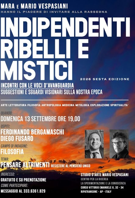 La grande ribellione del Pensiero: Diego Fusaro e Ferdinando Bergamaschi sbarcano a Ripatransone per sfidare l'omologazione 46 Locandina evento Ripatransone