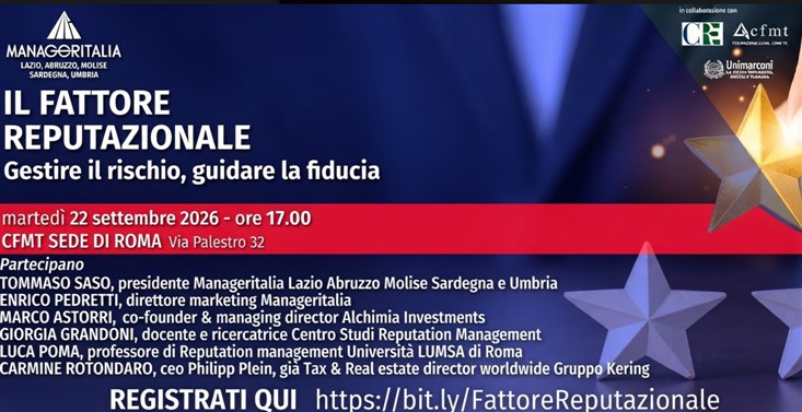Imprese e reputazione: i grandi manager a confronto a Roma dopo il caso Revolut 46 Locandina evento Roma