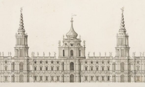 Gaetano Chiaveri (Roma 1689–1770 Foligno), Progetto ideale di un castello per la Sassonia, probabilmente 1736/37 © Landesamt für Denkmalpflege Sachsen, il fotografo Sven Pank (Ente regionale per la tutela dei beni culturali della Sassonia)