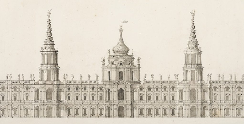 Gaetano Chiaveri (Roma 1689–1770 Foligno), Progetto ideale di un castello per la Sassonia, probabilmente 1736/37 © Landesamt für Denkmalpflege Sachsen, il fotografo Sven Pank (Ente regionale per la tutela dei beni culturali della Sassonia)