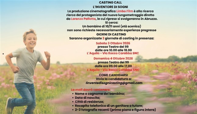 Casting a L'Aquila: si cerca un giovane protagonista per il nuovo film di Lorenzo Pallotta 47 Casting film L'Aquila