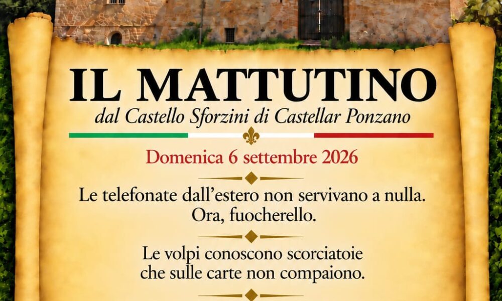 "Bisogna coltivare il nostro giardino": l'istinto segreto delle volpi e il richiamo di Voltaire nel Mattutino del Castello Sforzini 160 Il Mattutino del 6 settembre 2026
