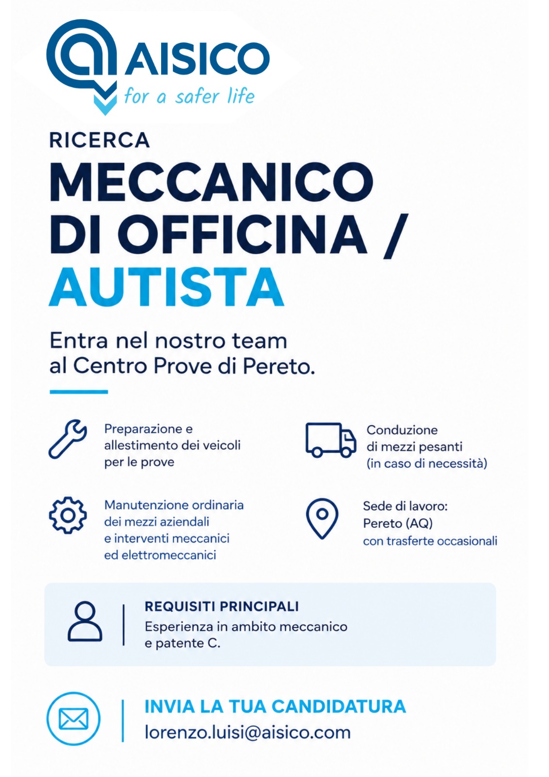Offerta di lavoro Aisico Pereto